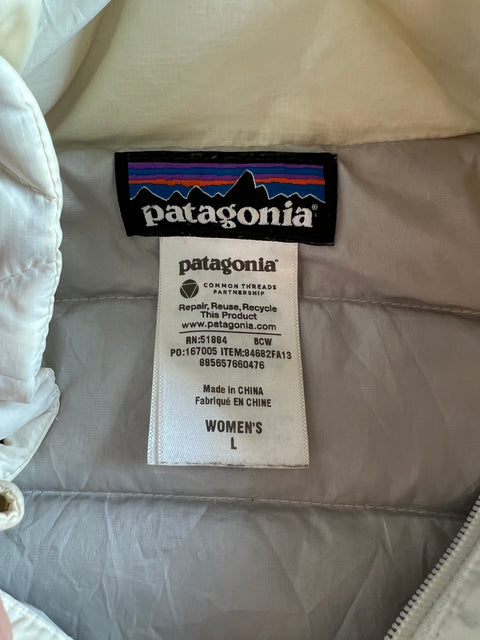 T Patagonia White Full Zip Jacket Sz L(W)